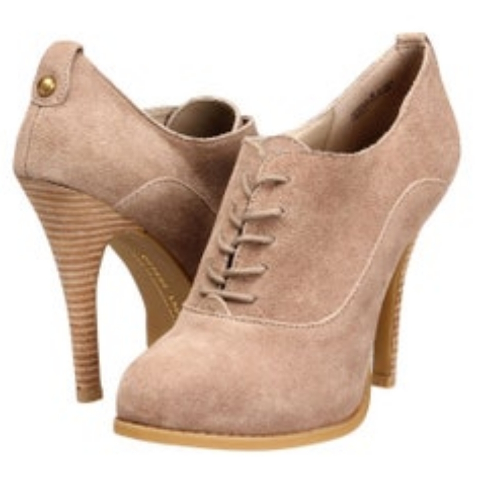 Suede nude booties
